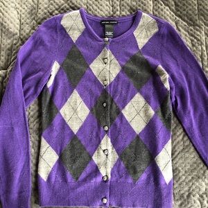 New York & Company Argyle Sweater Button Down